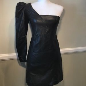 Zara Black Leather-Like One Sleeve Dress